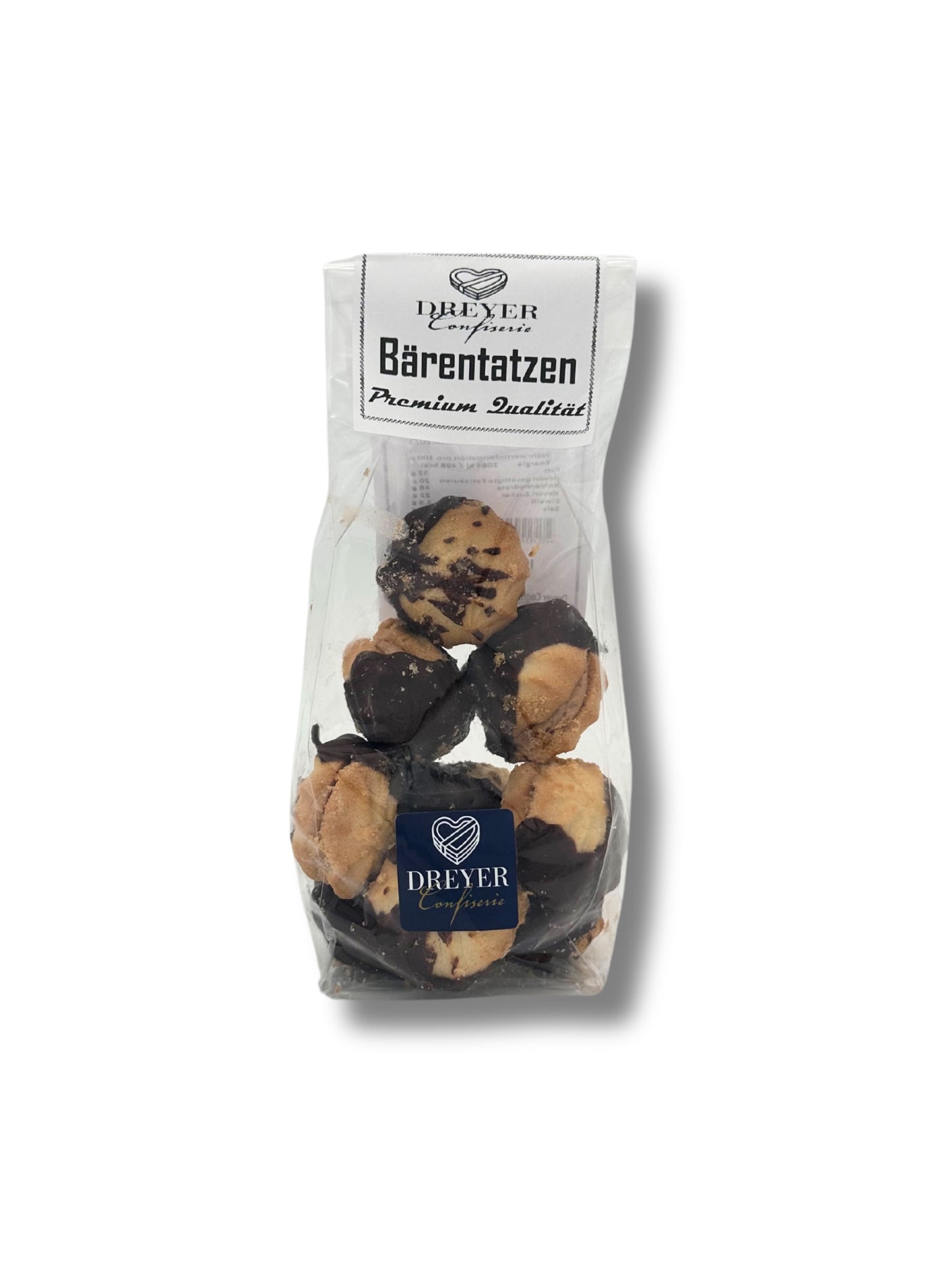 Traditionelles Sandgebäck mit Zartbitterschokolade – Bärentatzen von Dreyer Confiserie aus Hameln, 150 g