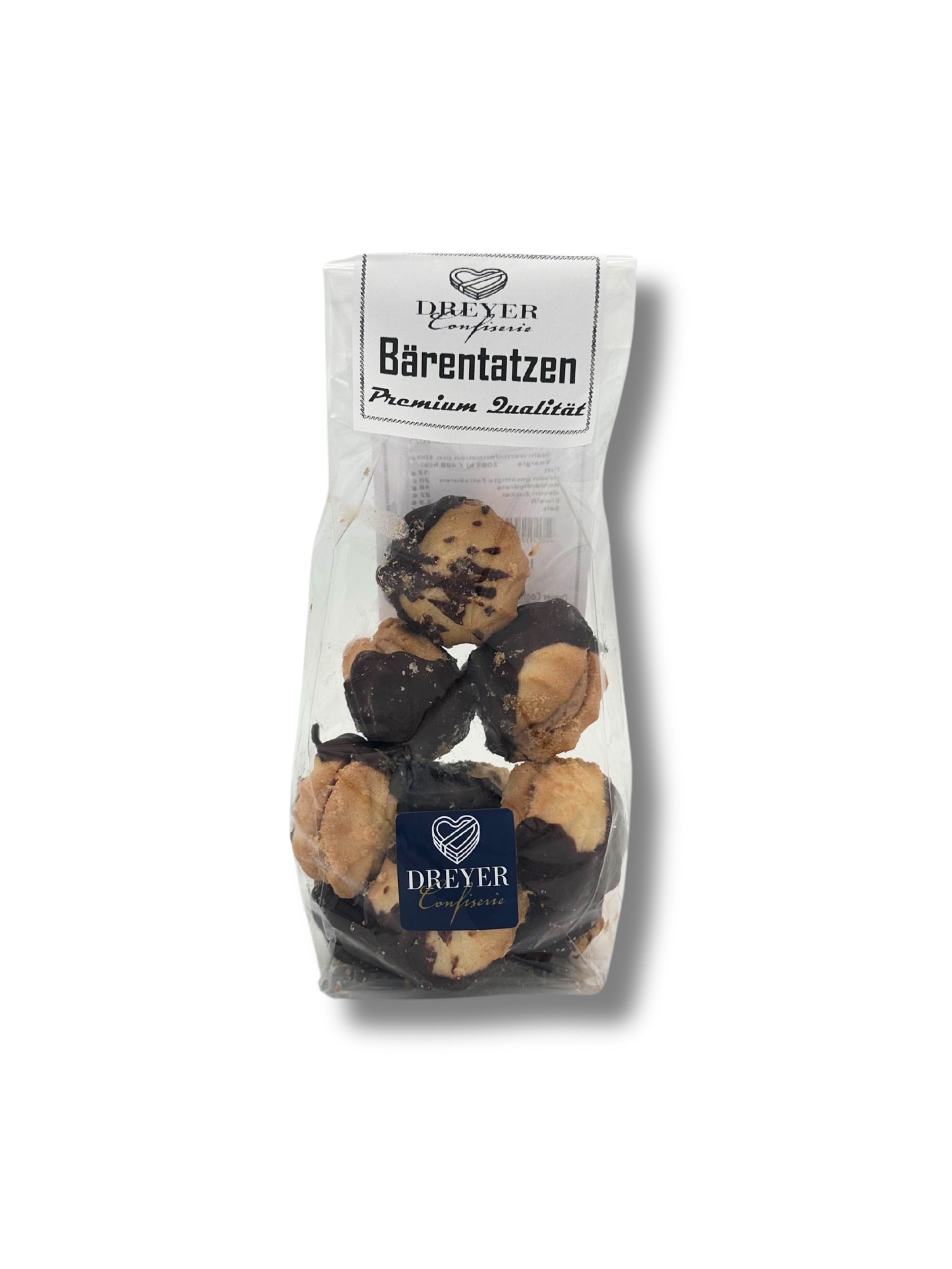 Traditionelles Sandgebäck mit Zartbitterschokolade – Bärentatzen von Dreyer Confiserie aus Hameln, 150 g