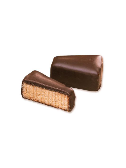 Baumkuchen-Spitzen Zartbitter 100 g von Grand-Cru – feine schichtgebackene Baumkuchenspitzen mit dunkler Schokolade, bald erhältlich online und in der Dreyer Confiserie Hameln.