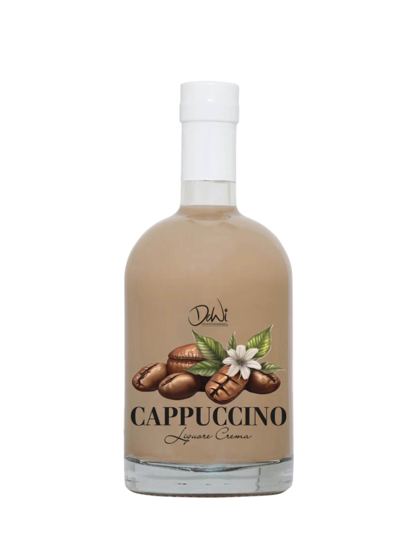 Cremiger DEWI Cappuccino Likör 17% Vol. 500ml. Sahnelikör mit feiner Kaffeenote. Jetzt online kaufen bei der Dreyer Confiserie.