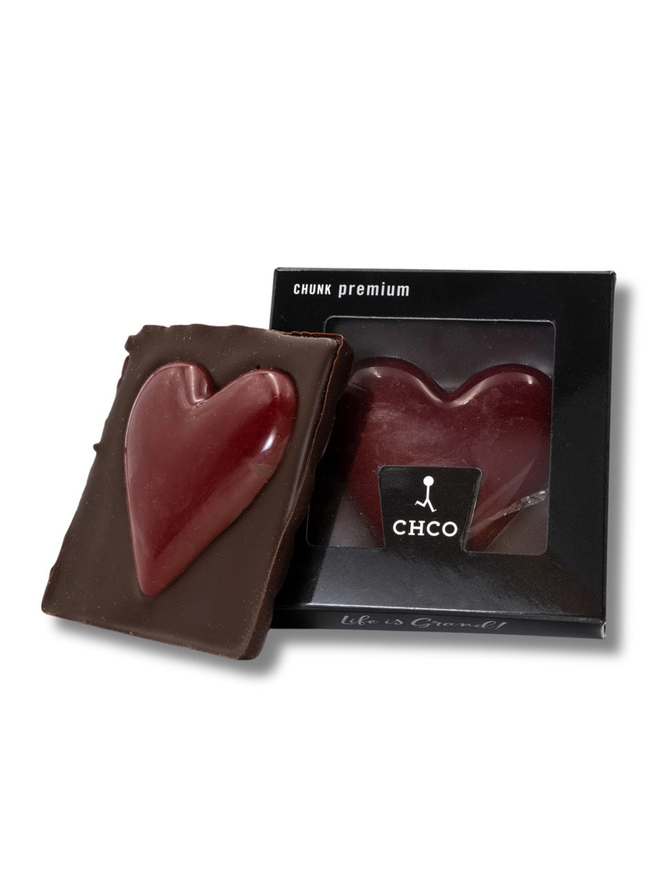 Chocbar Love Zartbitter 60 g von CHCO – The Chocolate Company – dunkle Schokolade mit rotem Milchschokoladen-Herz, perfektes Geschenk für besondere Anlässe, erhältlich in der Dreyer Confiserie in der Rattenfängerstadt Hameln.
