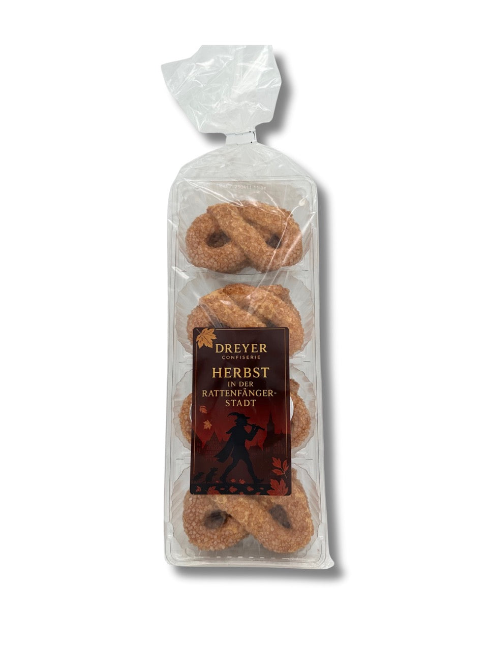 Karamell-Brezeln 200 g von der Dreyer Confiserie – goldbraune Gebäckbrezeln mit feiner Karamellnote, traditionell gebacken und erhältlich in der Dreyer Confiserie in der Rattenfängerstadt Hameln.