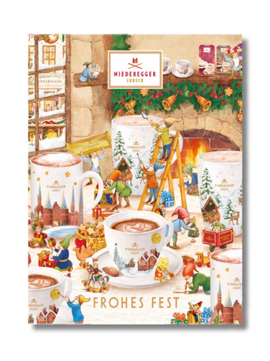 Niederegger Adventskalender Heißgetränke 548 g – Adventskalender mit 24 Portionen Kaffee- und Kakaospezialitäten, erhältlich in der Dreyer Confiserie in der Rattenfängerstadt Hameln.