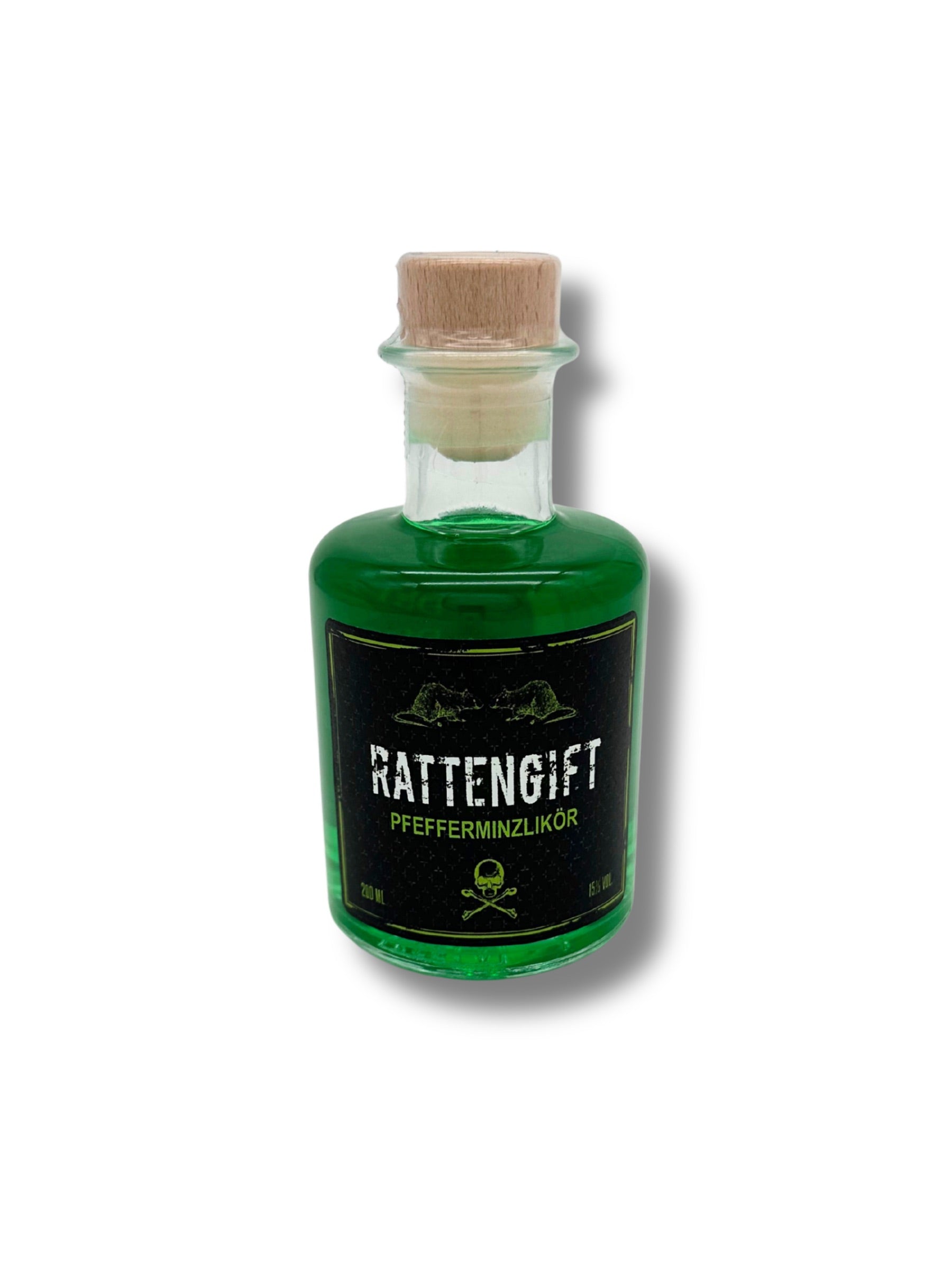 Rattengift Pfefferminzlikör 200 ml von Dreyer Confiserie – grüner Likör mit frischem Minzaroma, 15 % Vol., inspiriert vom Rattenfänger aus Hameln.