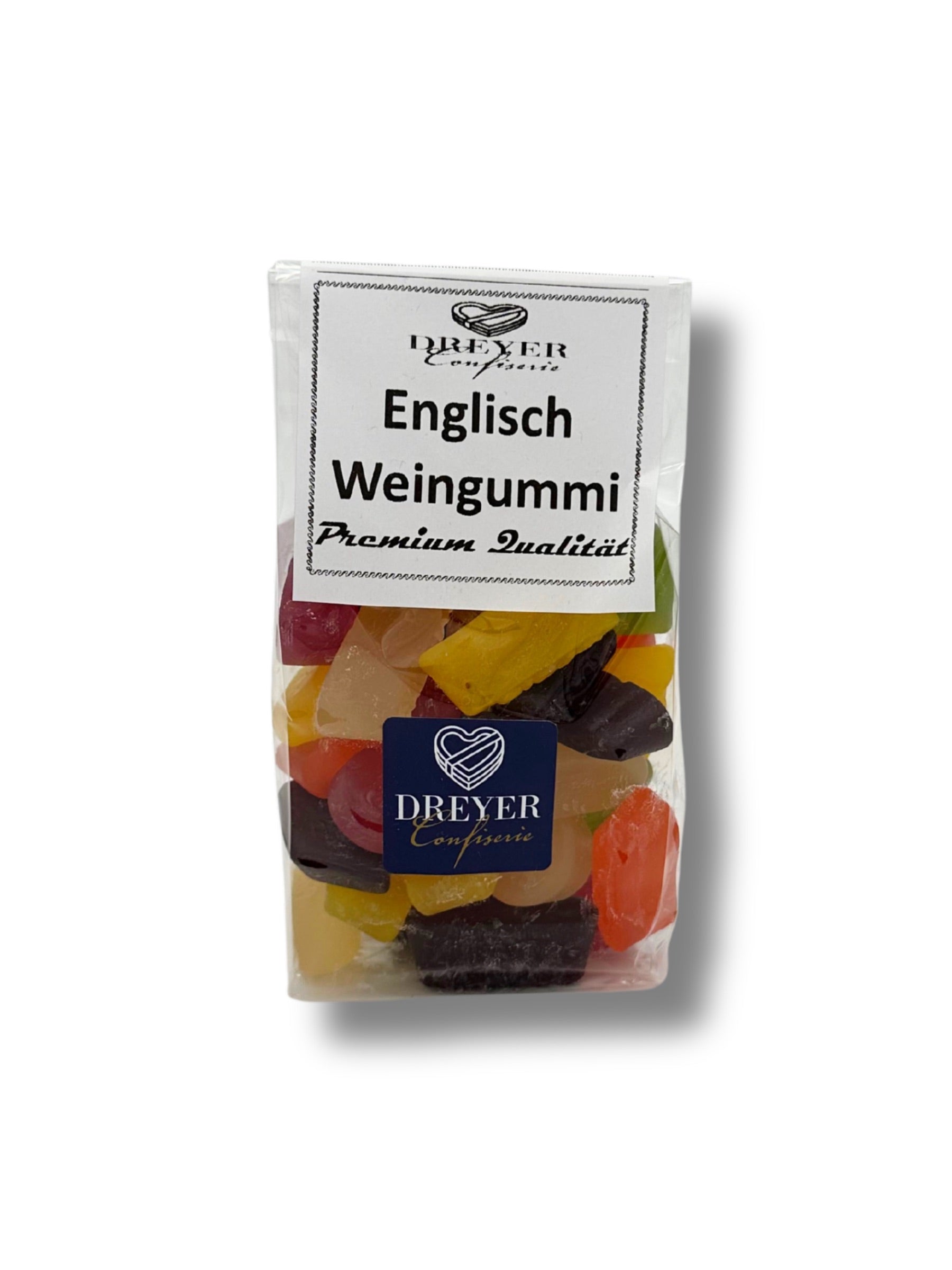 Englisches Weingummi 200g – Fruchtgummi mit verschiedenen Geschmacksrichtungen von Dreyer Confiserie Hameln.