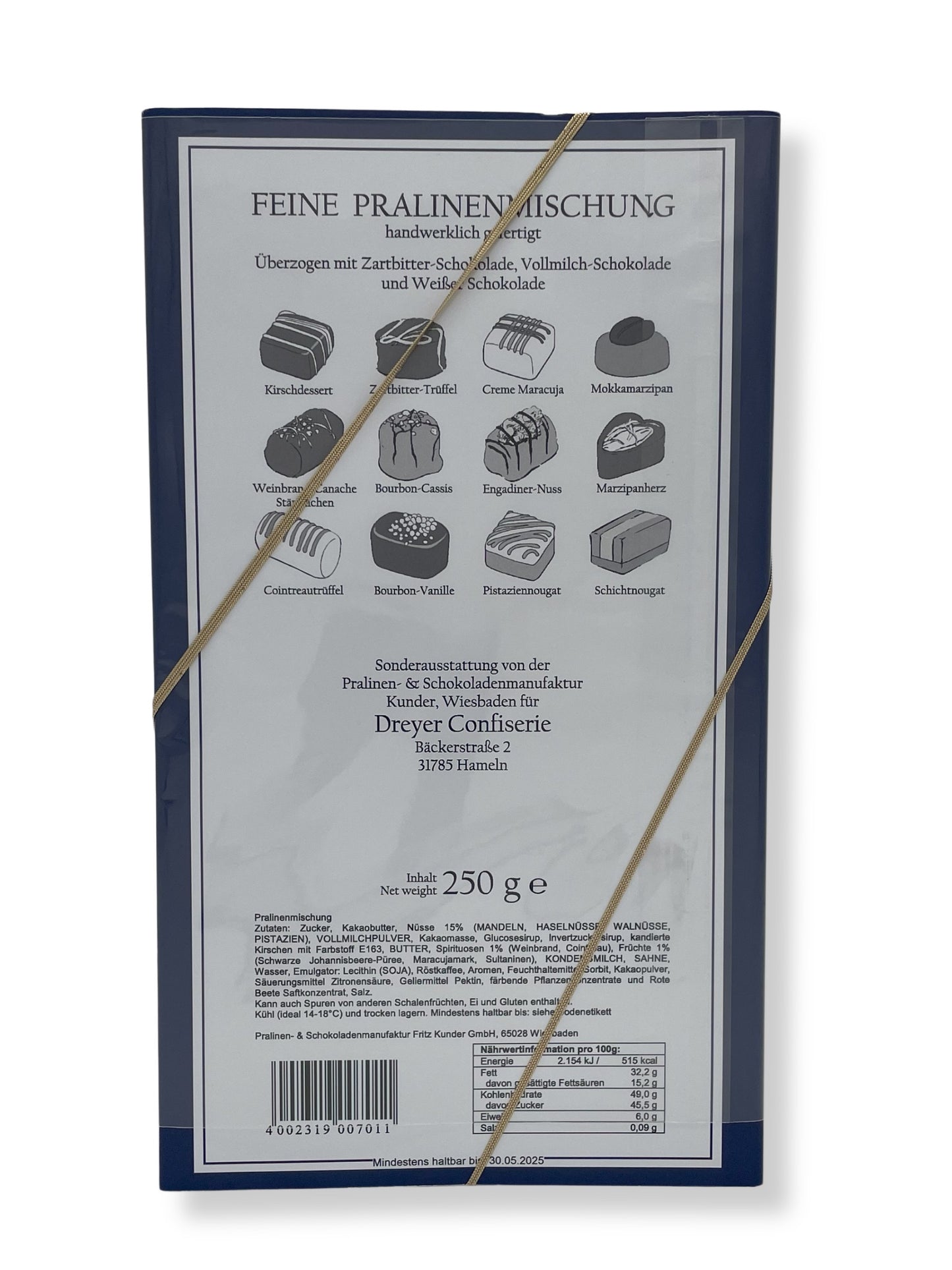 Pralinenmischung mit Alkohol als „Süßer Gruß aus Hameln“ – handgefertigt und edel.