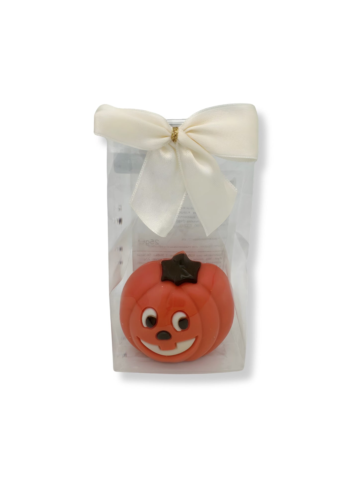 Halloweenfigur Kürbis 25 g – Vollmilchschokoladenfigur von Meynendonckx Chocolatier, dekoriert mit farbiger Dekormasse, erhältlich in der Dreyer Confiserie in der Rattenfängerstadt Hameln.