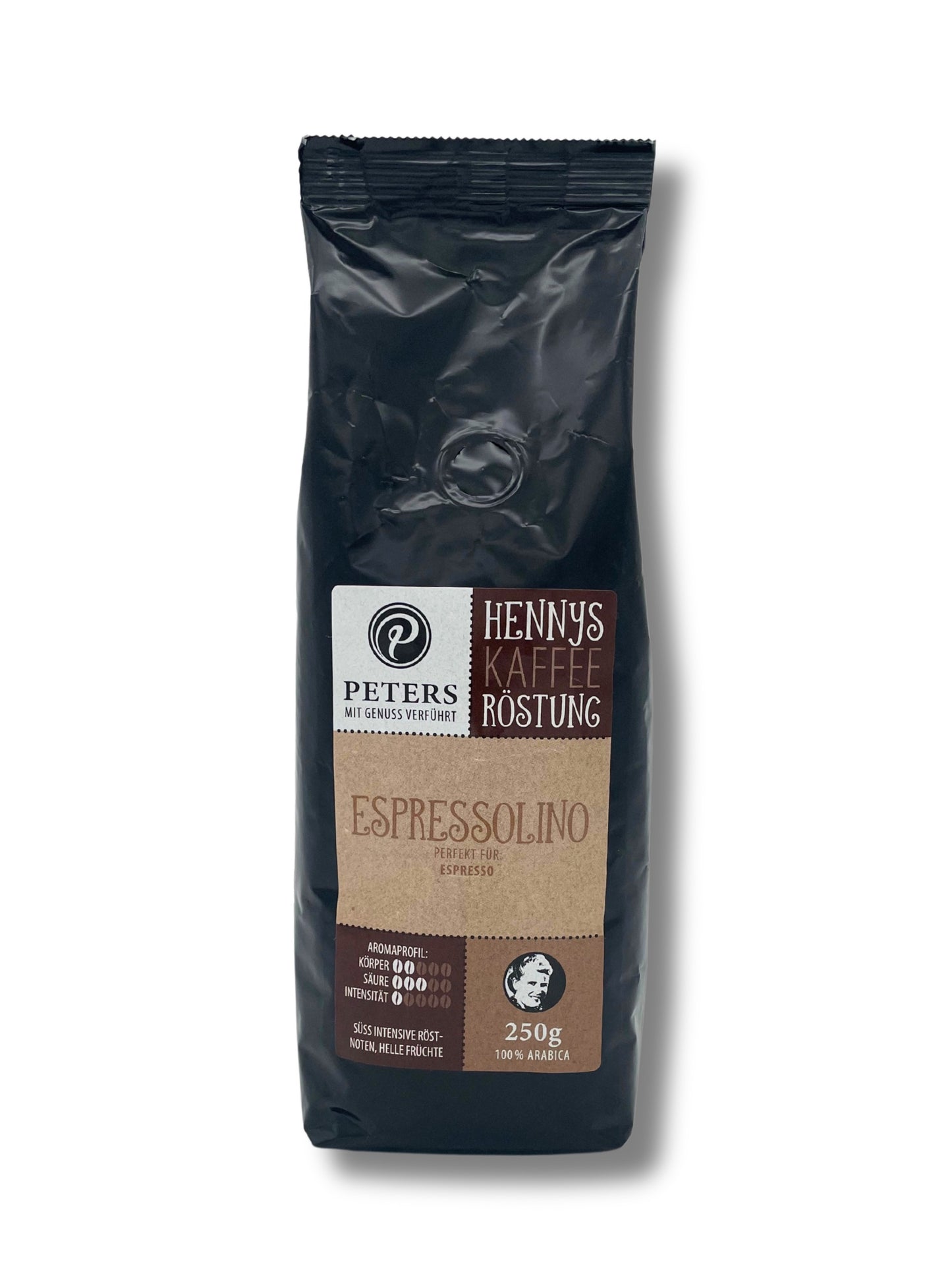 Henny’s Röstung Espressolino – Espresso aus 100 % Arabica von Peters Kaffee.
