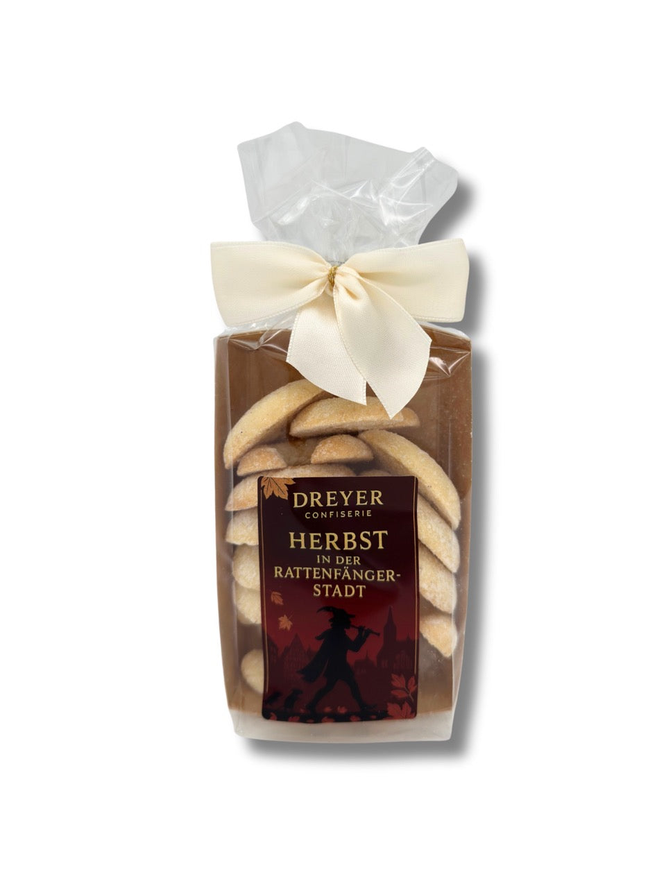 Lembcke Vanille Kipferl 100 g – zartes Buttermürbgebäck mit Bourbon-Vanille, exklusiv für die Dreyer Confiserie in der Rattenfängerstadt Hameln abgepackt.