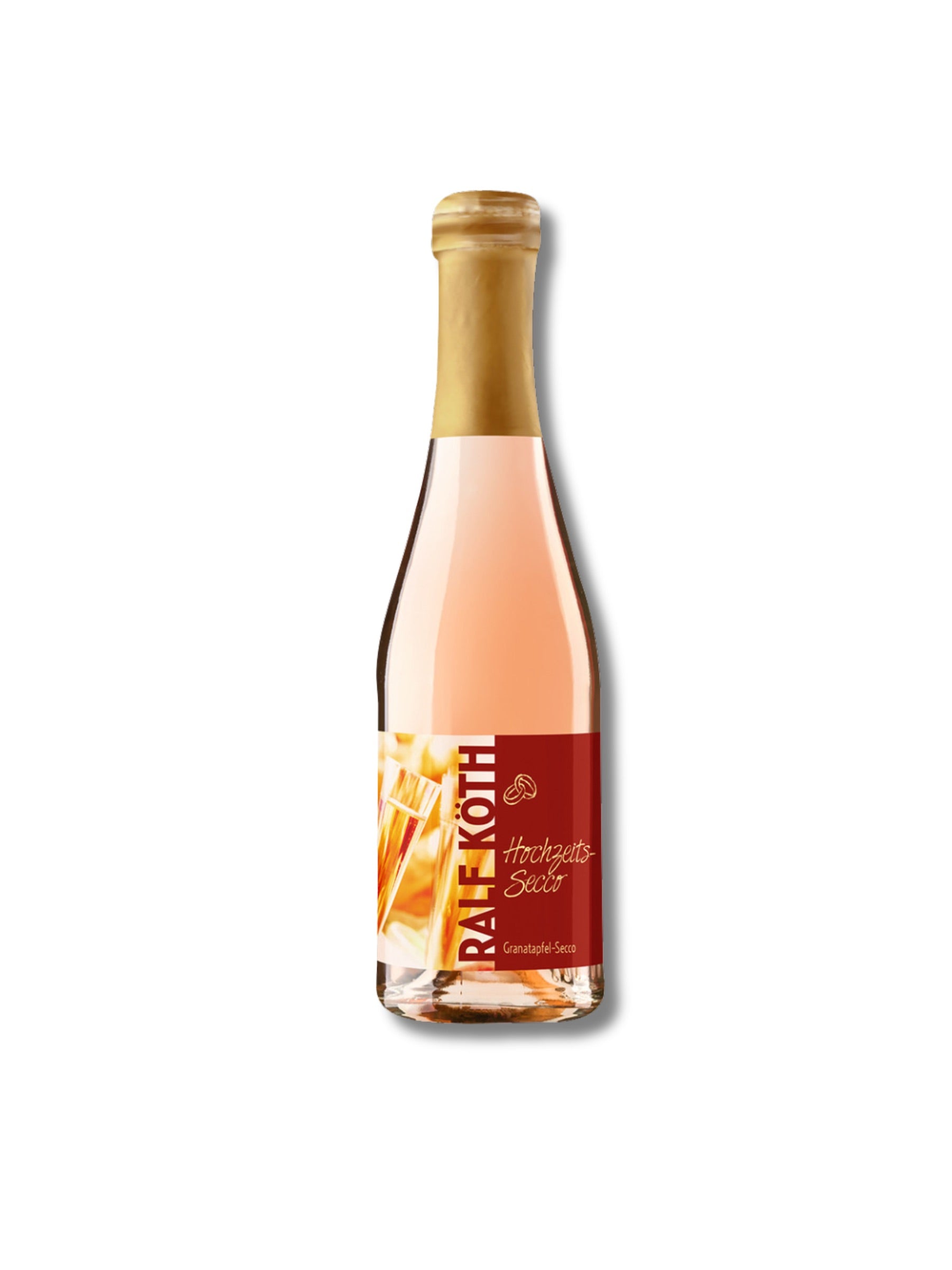 Hochzeits-Secco Piccolo 0,2 l – feinfruchtiger Granatapfel-Secco von Wein & Secco Köth, erhältlich in der Dreyer Confiserie in Hameln.