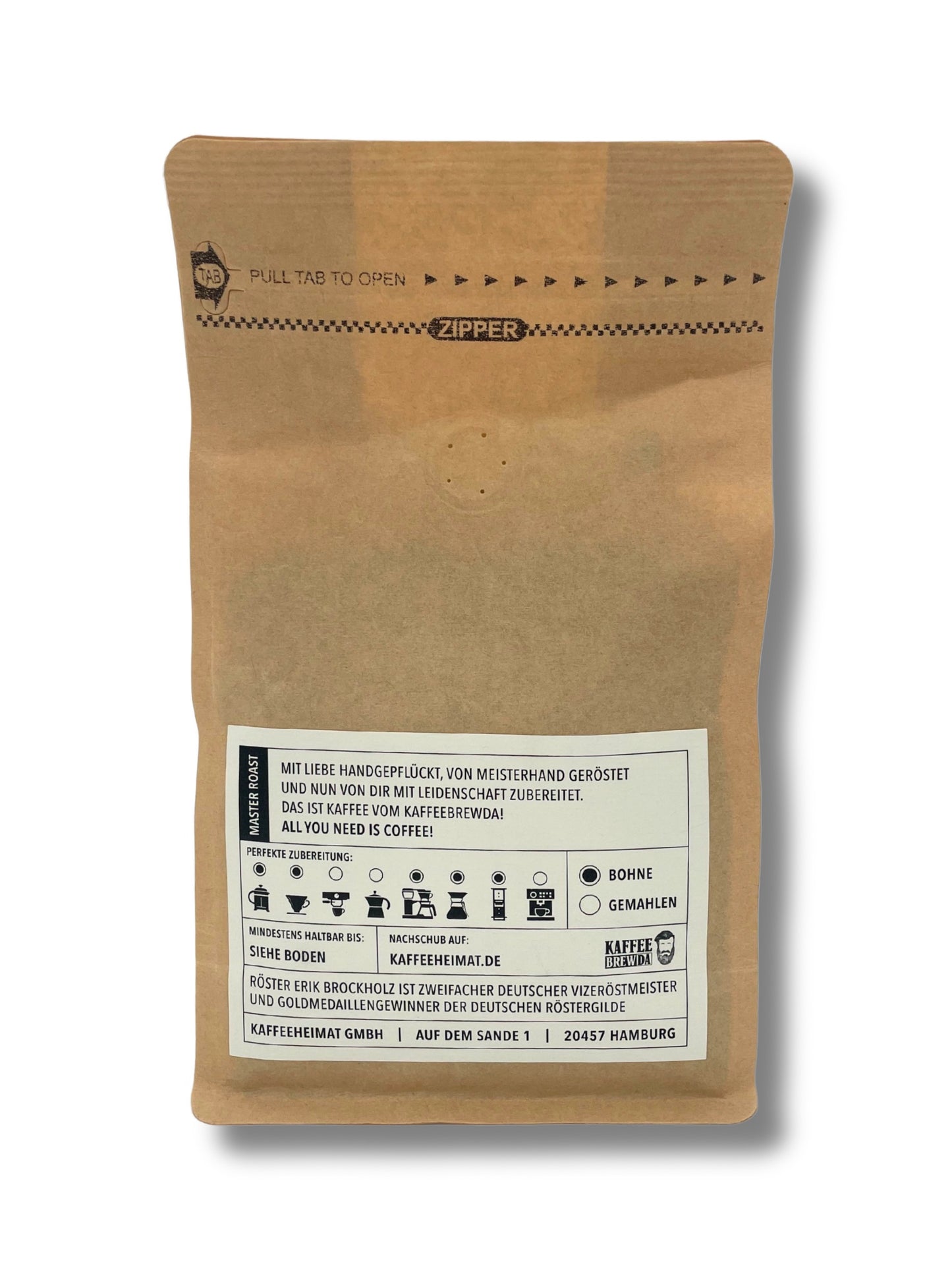 100% Arabica Filterkaffee mit Noten von Mango, Schokolade & Nüssen – geröstet in Hamburg.