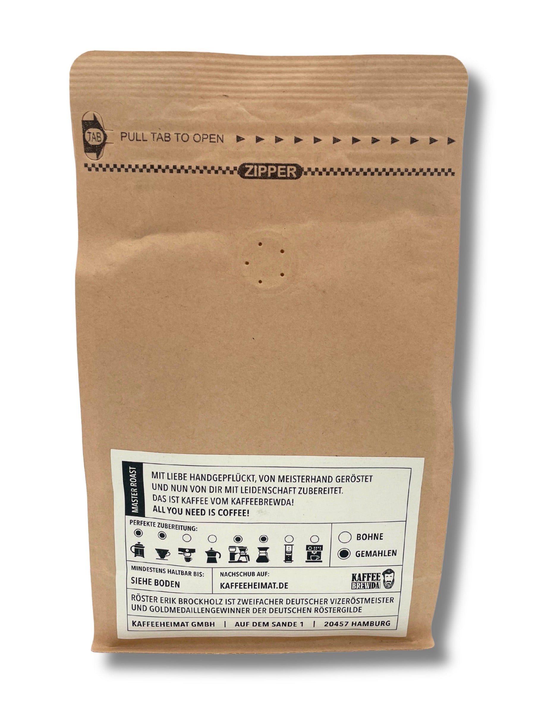 Spezialitätenkaffee mit Zartbitterschokolade und Limette – gemahlen, geröstet in Hamburg.