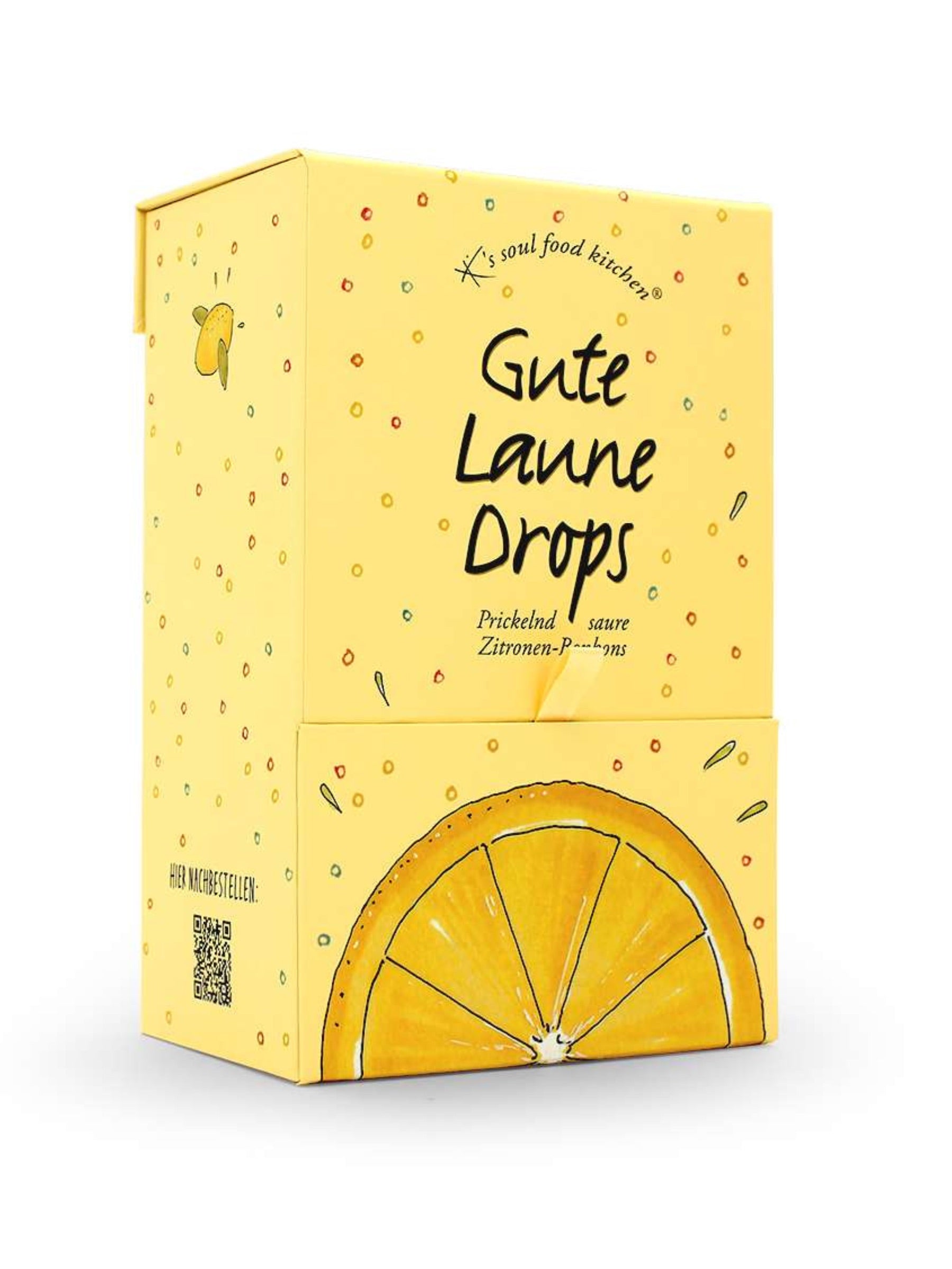 K’s Soul Food Kitchen Gute Laune Drops – veganer Zitronengenuss mit Vitamin C, im praktischen Nachfüllspender.