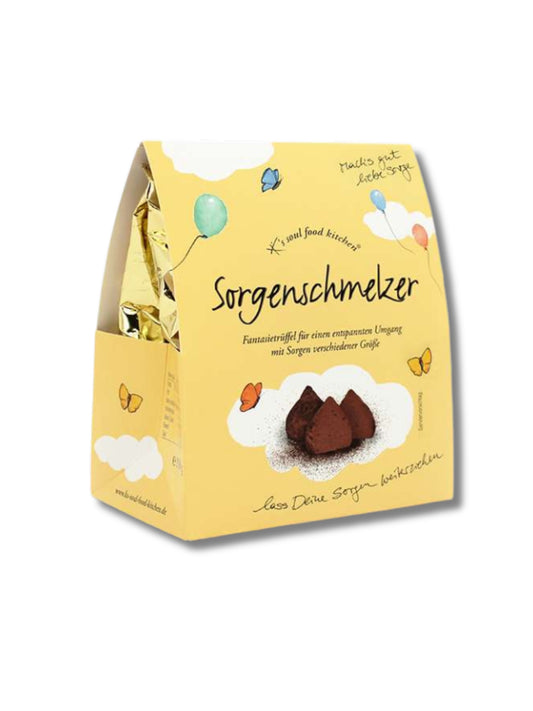 K’s Soul Food Kitchen Sorgenschmelzer – zartschmelzende Fantasie-Trüffel mit Kakaobruch, erhältlich in der Dreyer Confiserie in der Rattenfängerstadt Hameln.