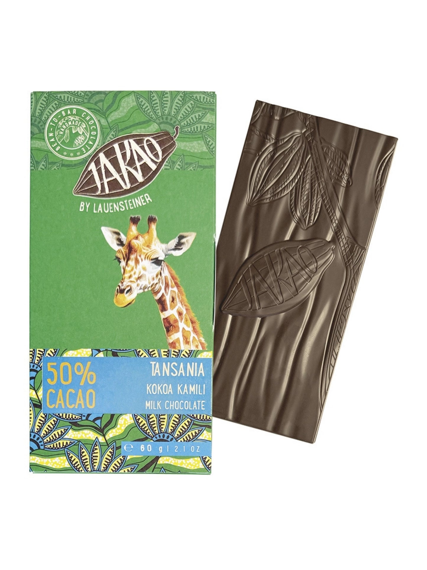 Lauenstein JAKAO Tansania 50% Bio 60g Ursprungsschokolade aus dem Kilombero Tal, erhältlich in der Dreyer Confiserie in Hameln.