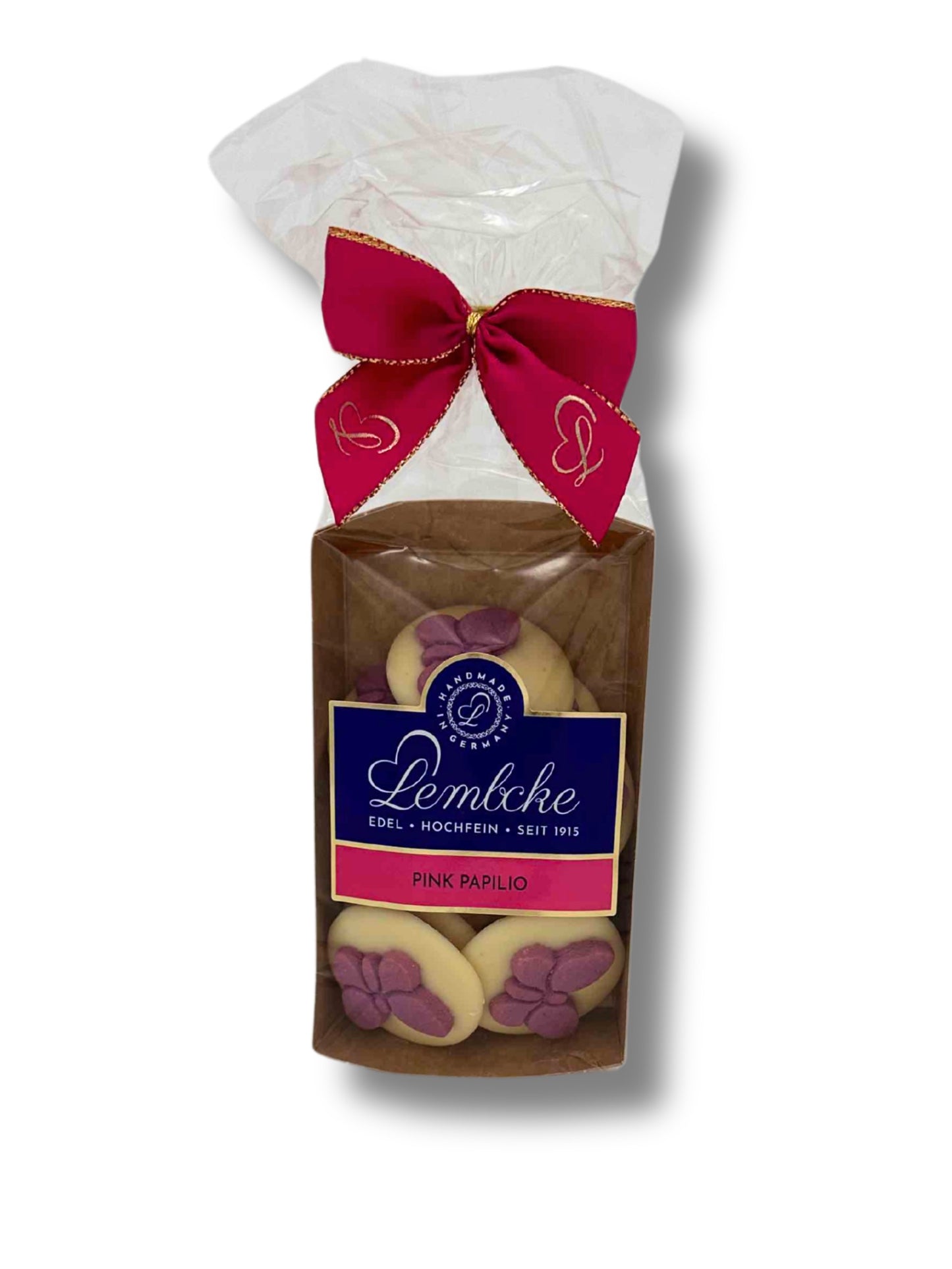 Lembcke Pink Papilio – Praline aus weißer Schokolade mit edler Füllung.