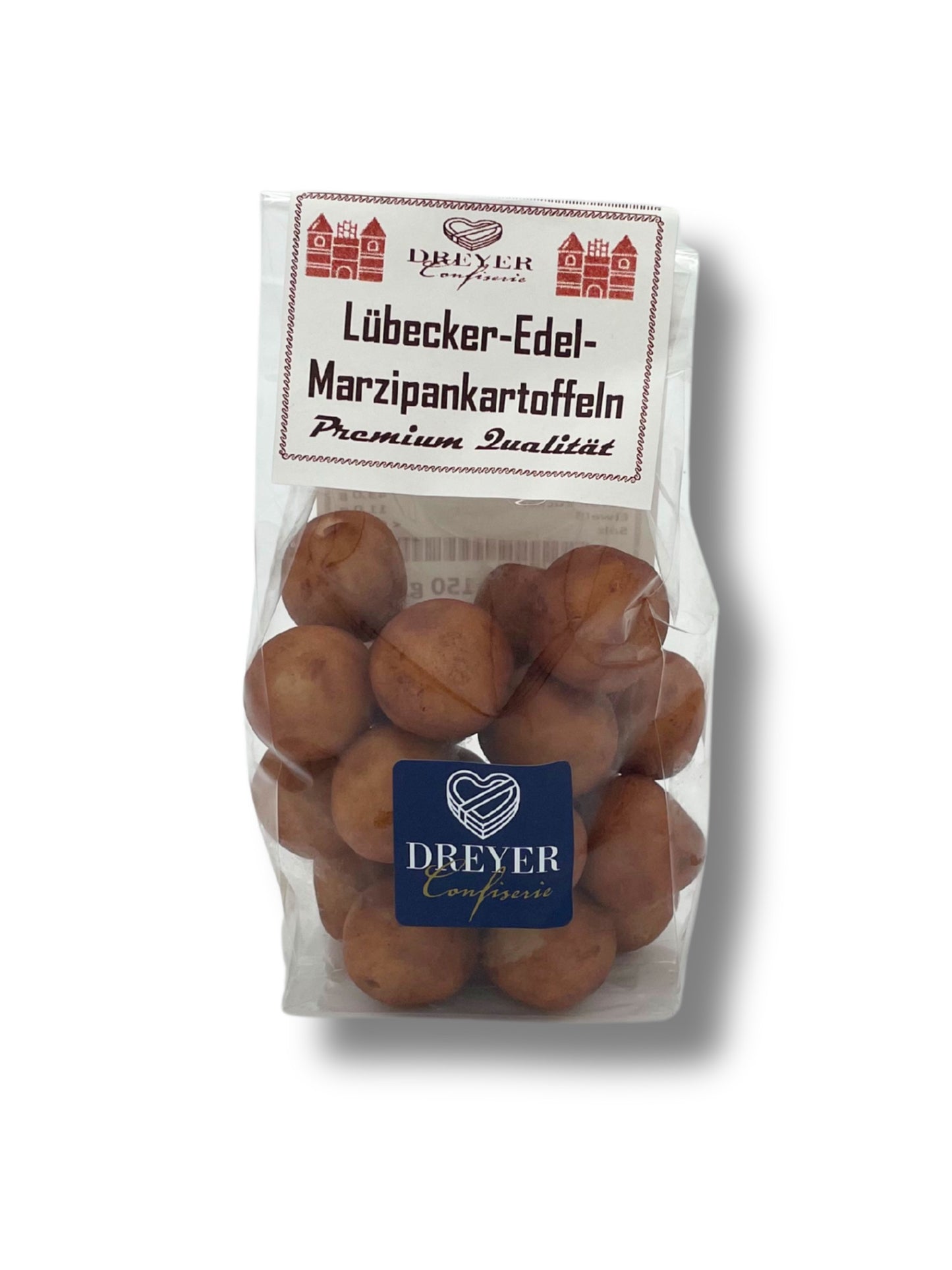 Lübecker Edelmarzipan-Kartoffeln 150g – Marzipanspezialität mit feinem Kakaopulver aus der Dreyer Confiserie in Hameln.