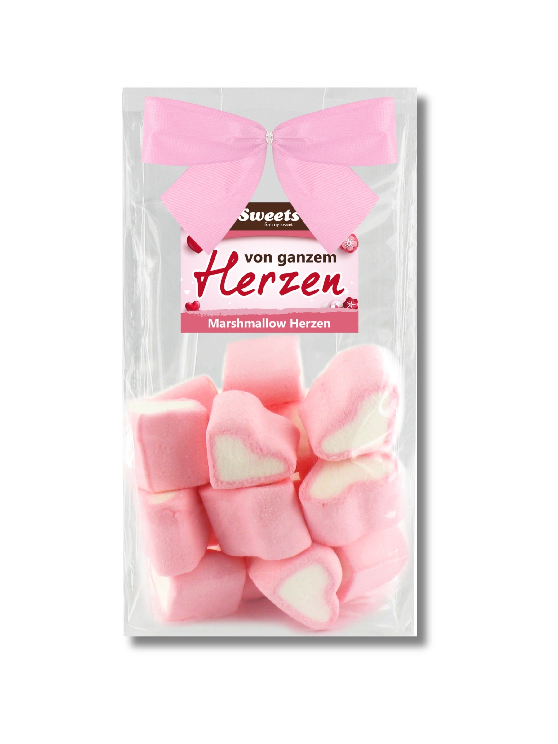 Marshmallow Herzen von Odenwälder Marzipan, 80 g – erhältlich in der Dreyer Confiserie in der Rattenfängerstadt Hameln.