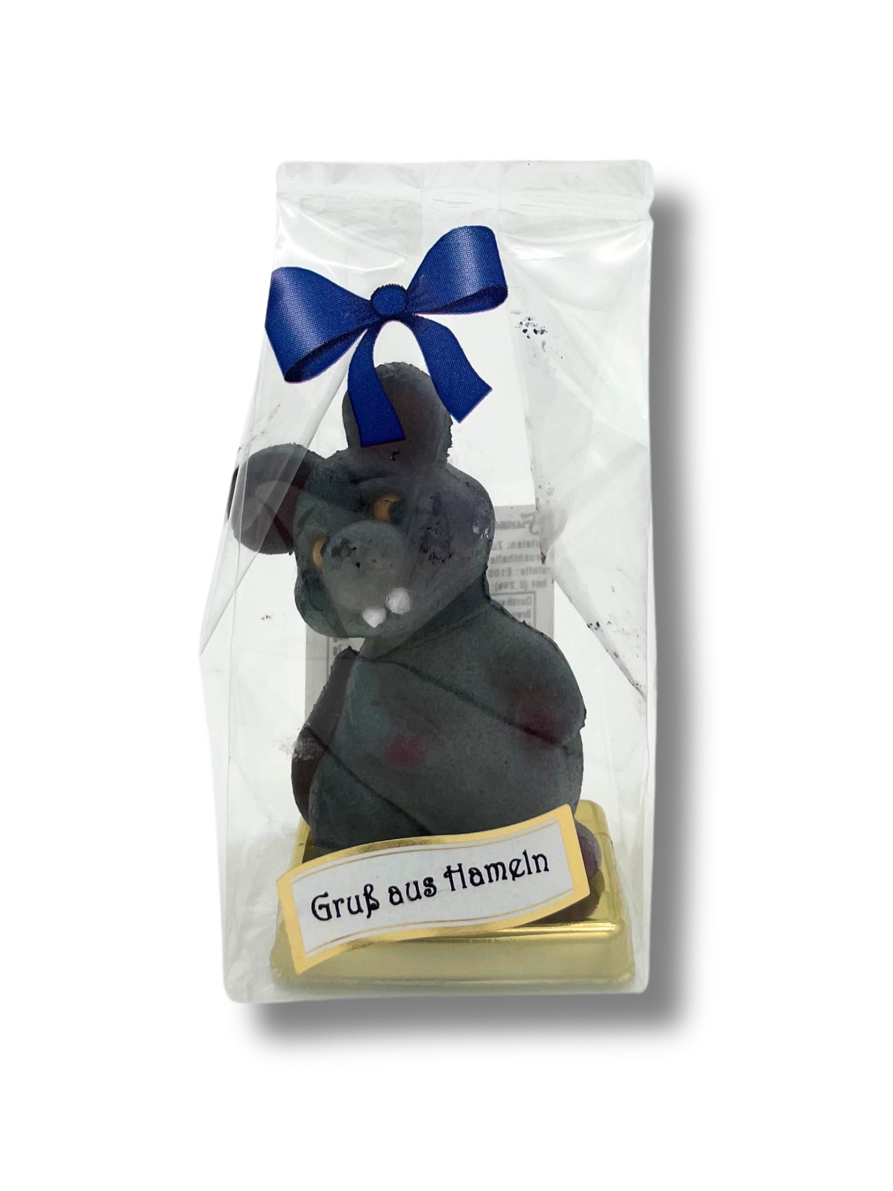 Marzipanfigur „Gruß aus Hameln“ von Funsch – Edelmarzipan-Ratte als Souvenir und Geschenk aus Hameln.