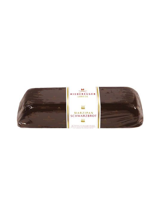 Niederegger Marzipan Schwarzbrot 500 g – feinstes Marzipan mit Zartbitterschokolade, erhältlich bei Dreyer Confiserie Hameln.