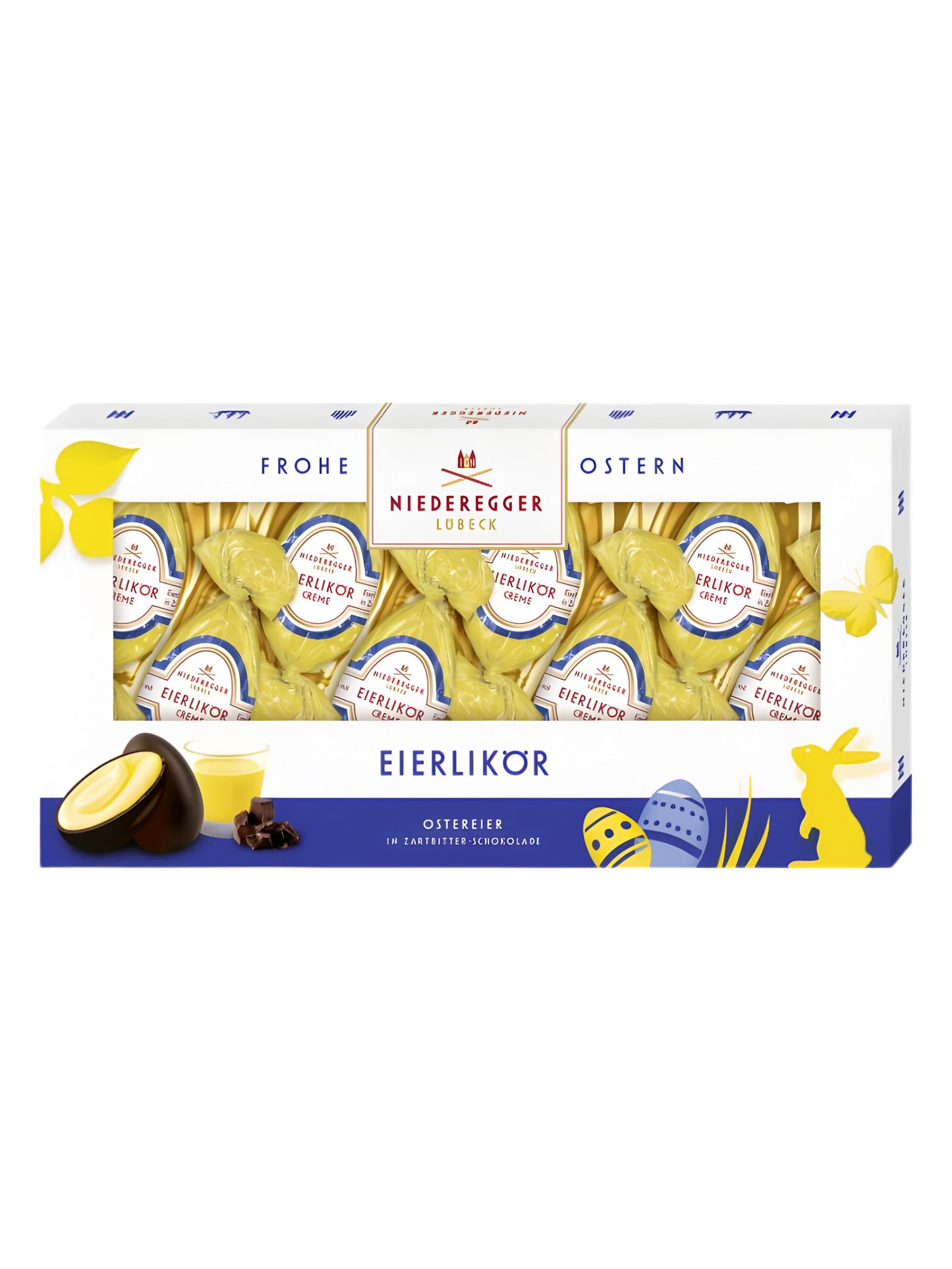 Niederegger Eierlikör Eier in Zartbitter-Schokolade 100g mit cremiger Eierlikörfüllung, edle Osterspezialität, erhältlich in der Dreyer Confiserie in der Rattenfängerstadt Hameln.