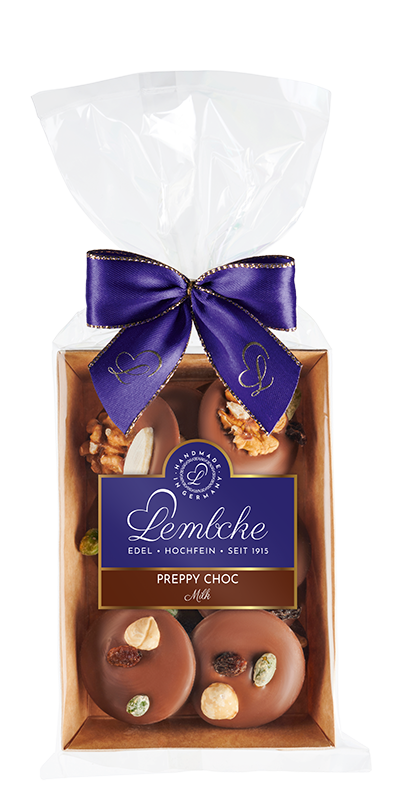 Lembcke Preppy Choc Milk – Nuss-Frucht-Melange auf Vollmilch-Schokolade erhältlich in der Dreyer Confiserie in Hameln.