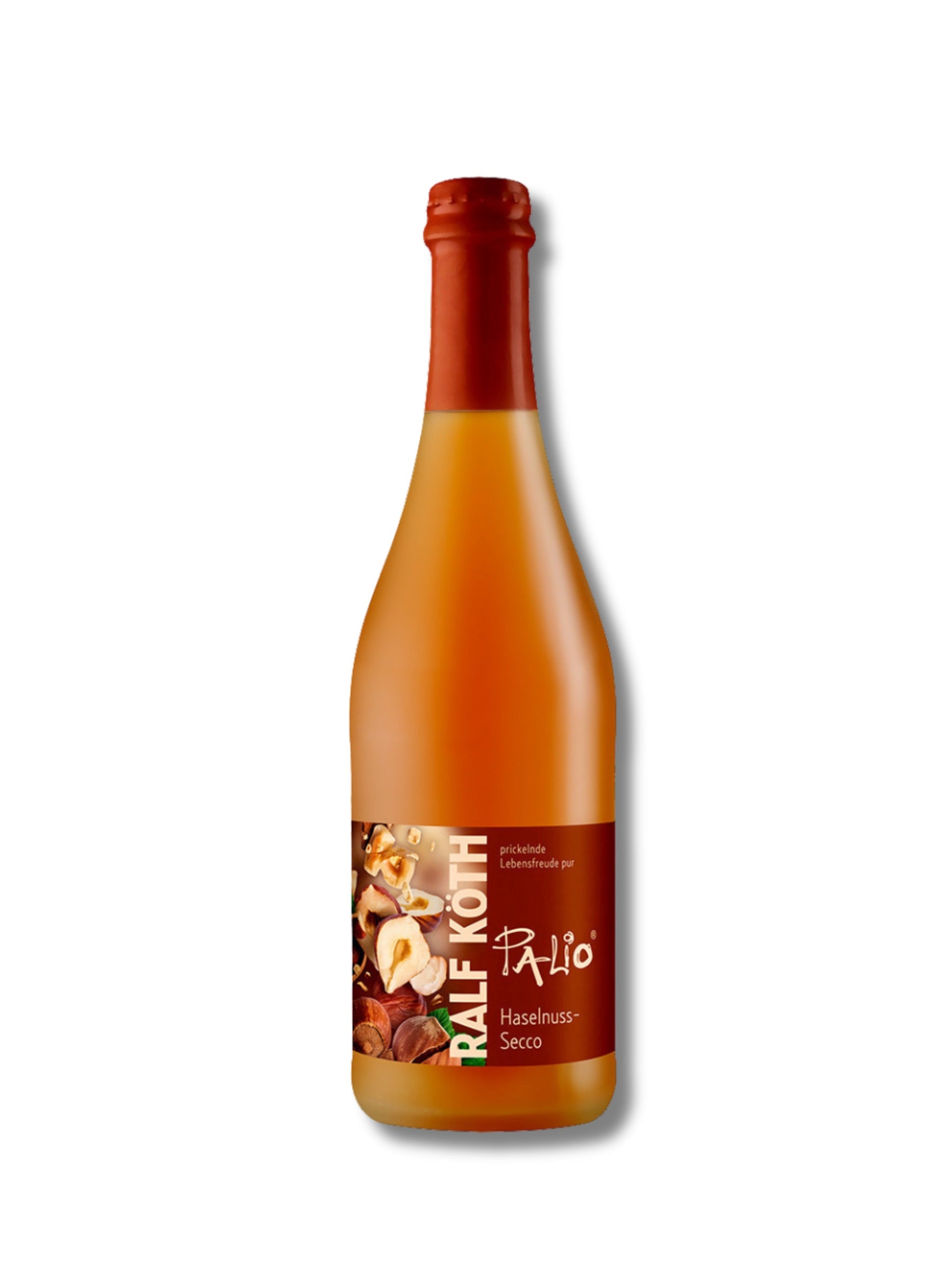 Palio Haselnuss Secco 0,75 l – prickelnder Nuss-Secco mit Karamellnote von Wein & Secco Köth, erhältlich in der Dreyer Confiserie in Hameln.