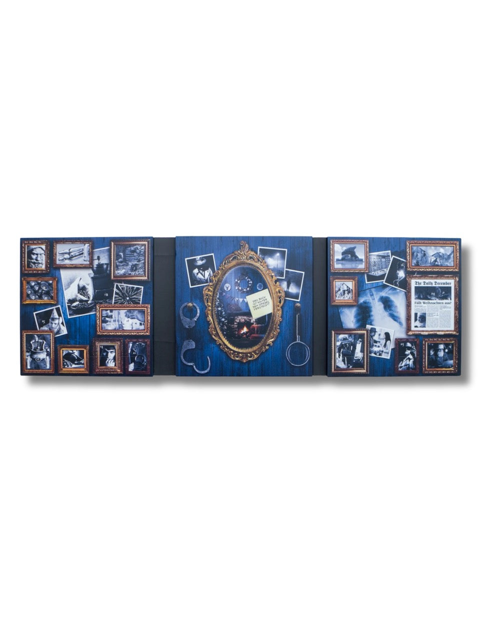 Criminal Christmas Adventskalender Knechts schwerster Fall 255 g von PETERS Pralinen – aufgeklappt.