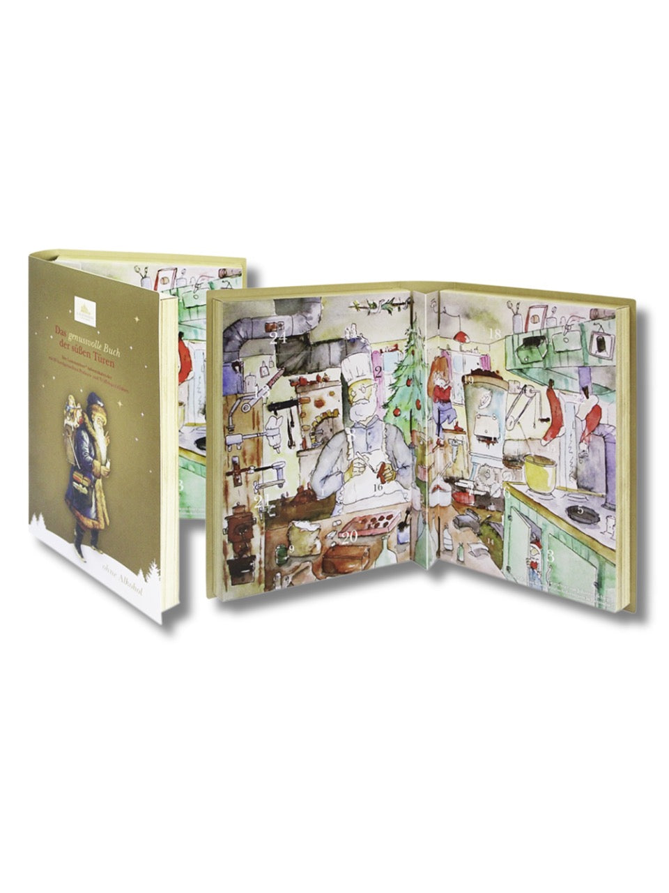 Produktbild, aufgeklapptvom  Lauensteiner Adventskalender „Buch“ alkoholfrei 340.