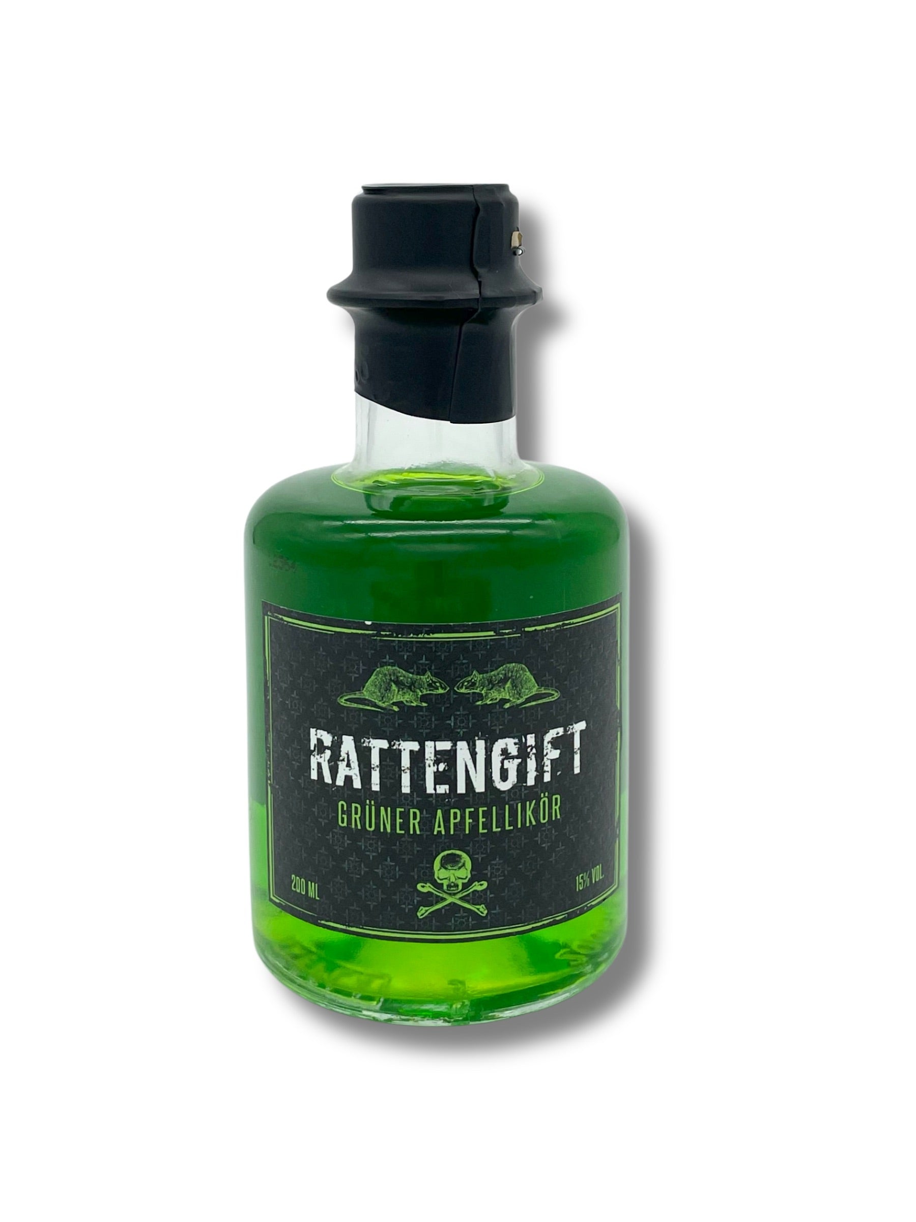 Grüner Apfellikör „Rattengift Apfel“ mit 15 % Vol. aus der Rattenfängerstadt Hameln – erhältlich bei Dreyer Confiserie