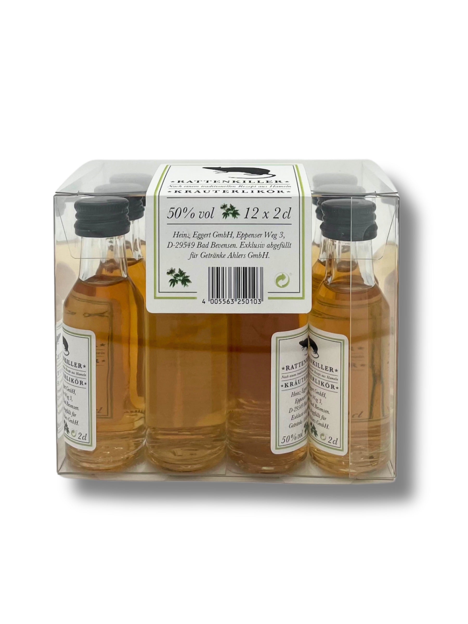 Traditioneller Kräuterlikör im Rattenkiller-Würfel – 12x2cl von Dreyer Confiserie Hameln.