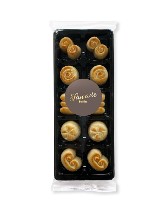 Sawade Edelmarzipan Teekonfekt 85g – geflämmte Marzipanstücke nach Königsberger Art