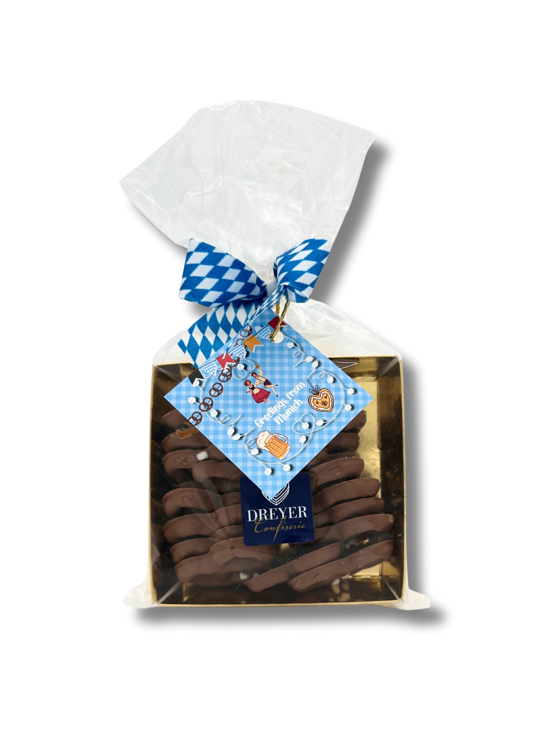 Schokobrezel Vollmilch Schokolade passend zum Oktoberfest von der Confiserie Rabbel erhältlich online und lokal in der Dreyer Confiserie Hameln.