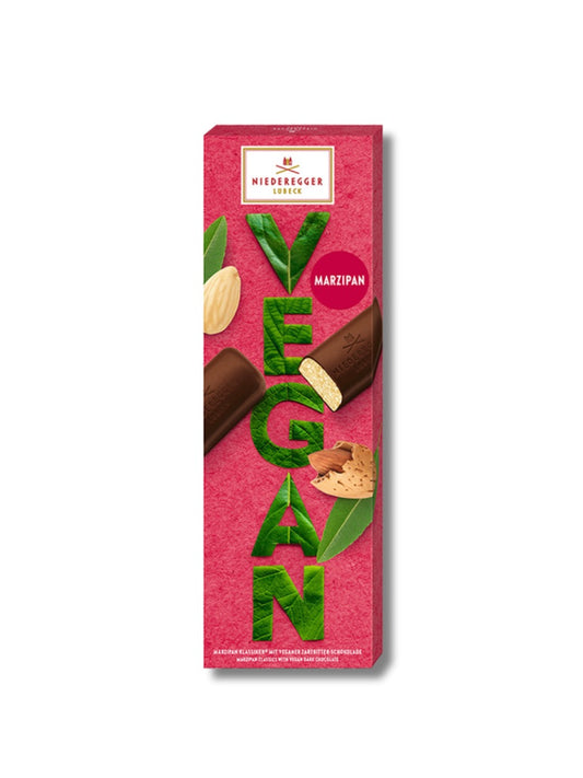 Niederegger Marzipan Klassiker Vegan 100g - vegane Marzipanpralinen mit edler Zartbitterschokolade.