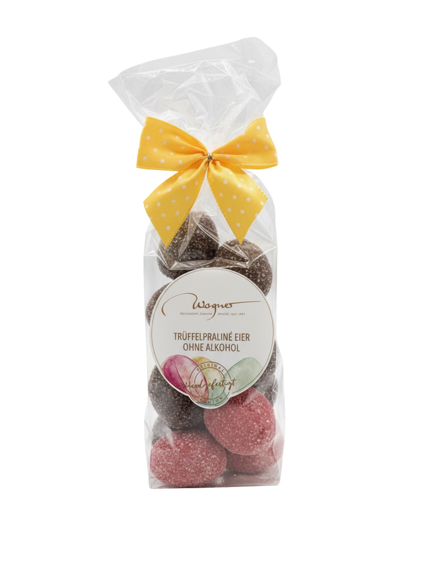 Trüffelpraliné Eier ohne Alkohol 187g von Wagner Pralinen, gemischte Ostertrüffel, erhältlich in der Dreyer Confiserie in Hameln