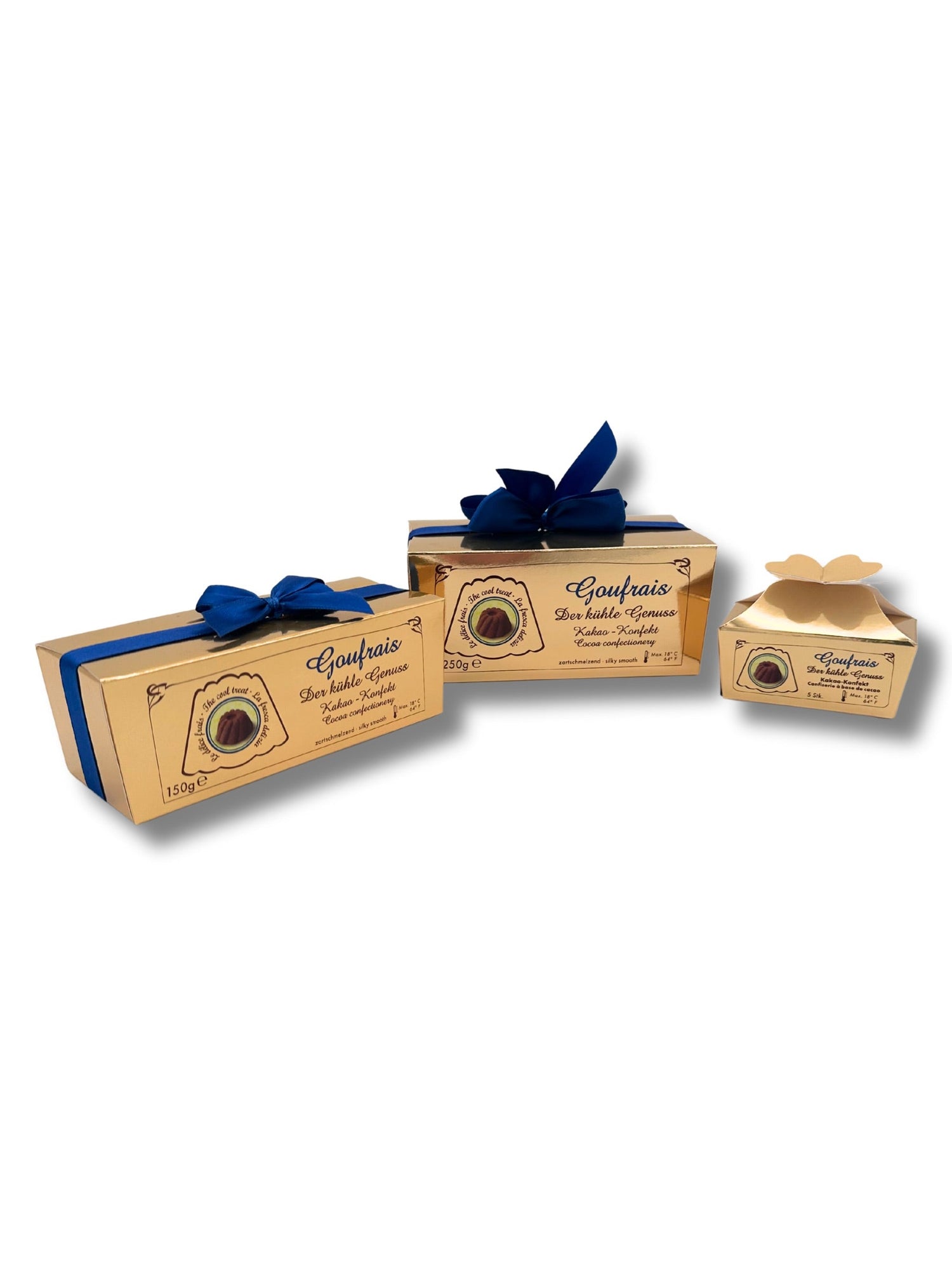 Goufrais online kaufen bei der Dreyer Confiserie: Zartschmelzendes Kakaokonfekt in Gugelhupf-Form, alkoholfrei & glutenfrei. Jetzt entdecken & genießen!