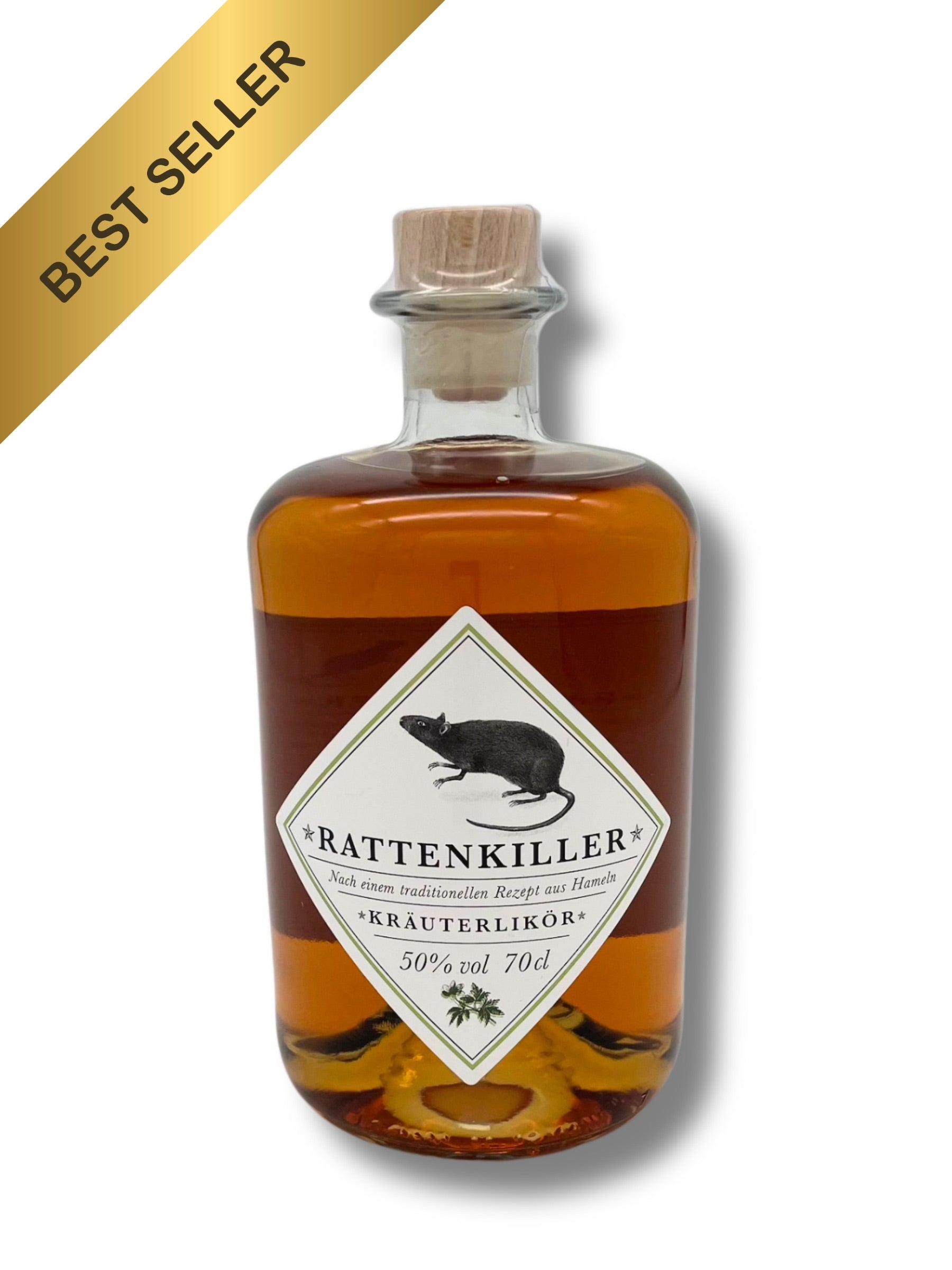 Rattenkiller Kräuterlikör 700 ml – Starkwürziger Likör aus Hameln, erhältlich bei Dreyer Confiserie.