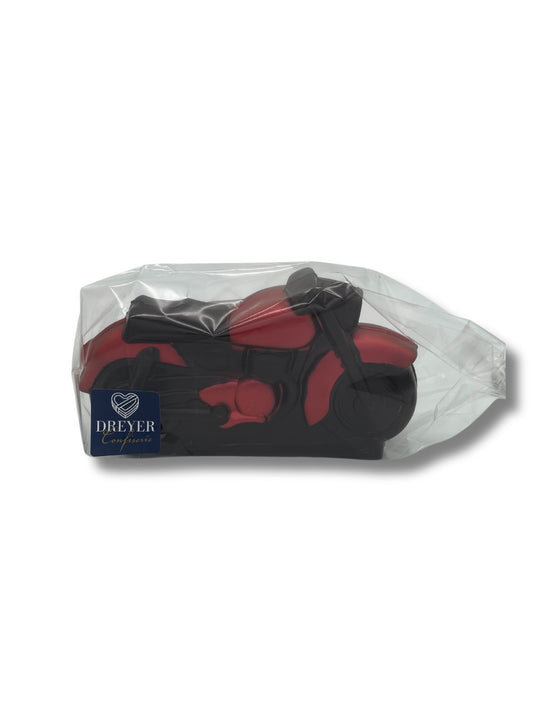 Geschenkidee für Motorradfans aus Hameln – rubinrotes Schoko-Motorrad der Dreyer Confiserie