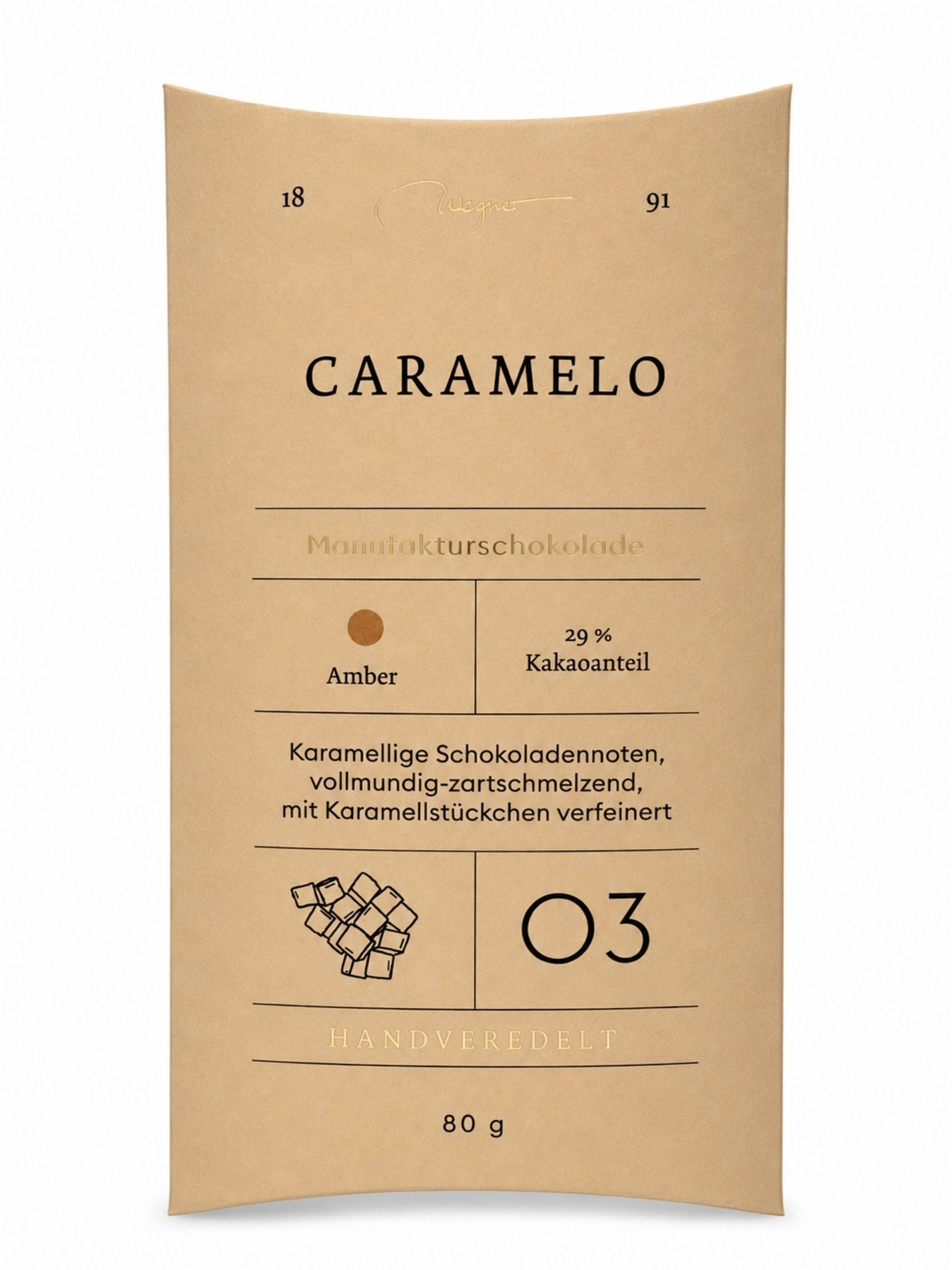 Manufakturschokolade Caramelo 29% Vollmilch 80g Wagner Pralinen