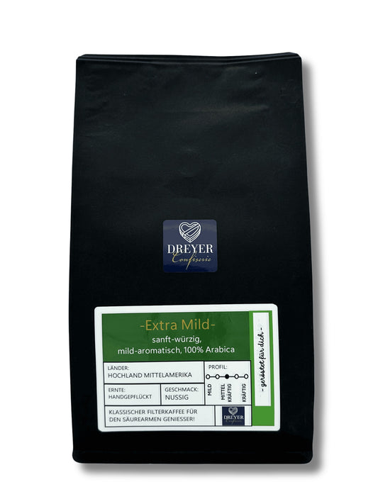 Dreyer Confiserie Extra Mild 250g Bohne und gemahlen – milder Hochlandkaffee aus Hameln. 