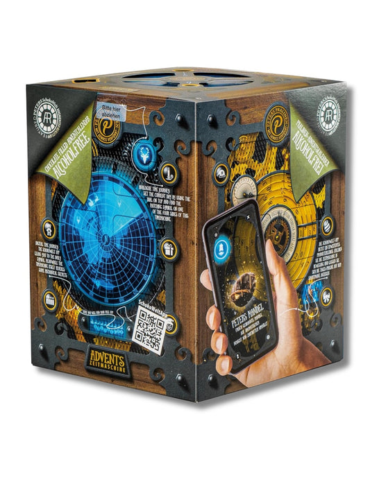 Zeitmaschine Adventskalender 300 g von PETERS – alkoholfreier Pralinen-Adventskalender mit Augmented-Reality-Funktion, erhältlich in der Dreyer Confiserie in der Rattenfängerstadt Hameln.