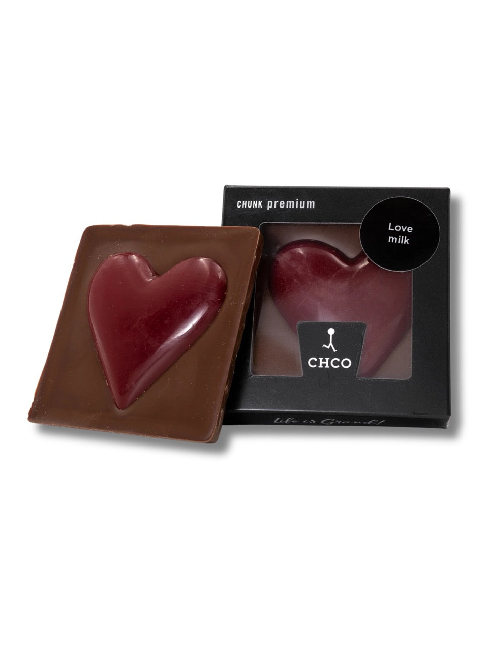 Chocbar Love Vollmilch 60 g von CHCO / The Chocolate Company – Vollmilchschokolade mit rotem Milchschokoladen-Herz, ideale Geschenkidee, erhältlich in der Dreyer Confiserie in der Rattenfängerstadt Hameln.