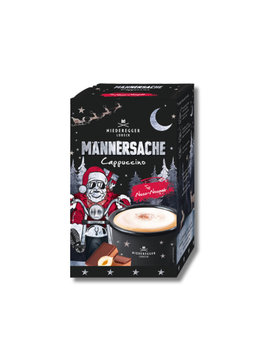 Niederegger Nougat Cappuccino Männersache 220 g – 10 Stick-Portionsbeutel kräftiger Cappuccino mit feiner Nougat-Note, aromatischer Kaffeegenuss, erhältlich in der Dreyer Confiserie in der Rattenfängerstadt Hameln.