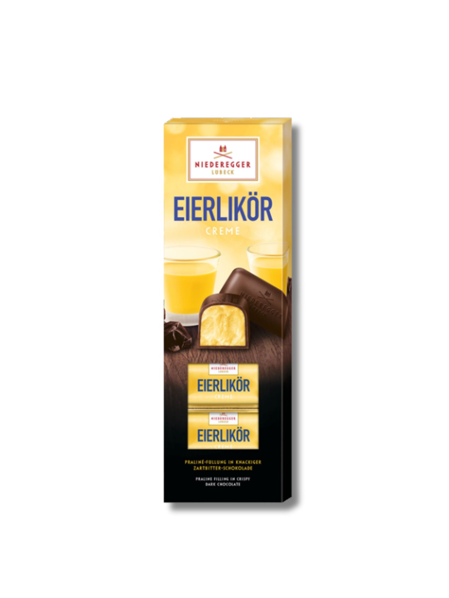 Niederegger Pralinen Eierlikör Creme 100 g – Pralinen mit cremiger Eierlikör-Füllung in Zartbitter-Schokolade, 8 Stück Genuss, erhältlich in der Dreyer Confiserie in der Rattenfängerstadt Hameln.