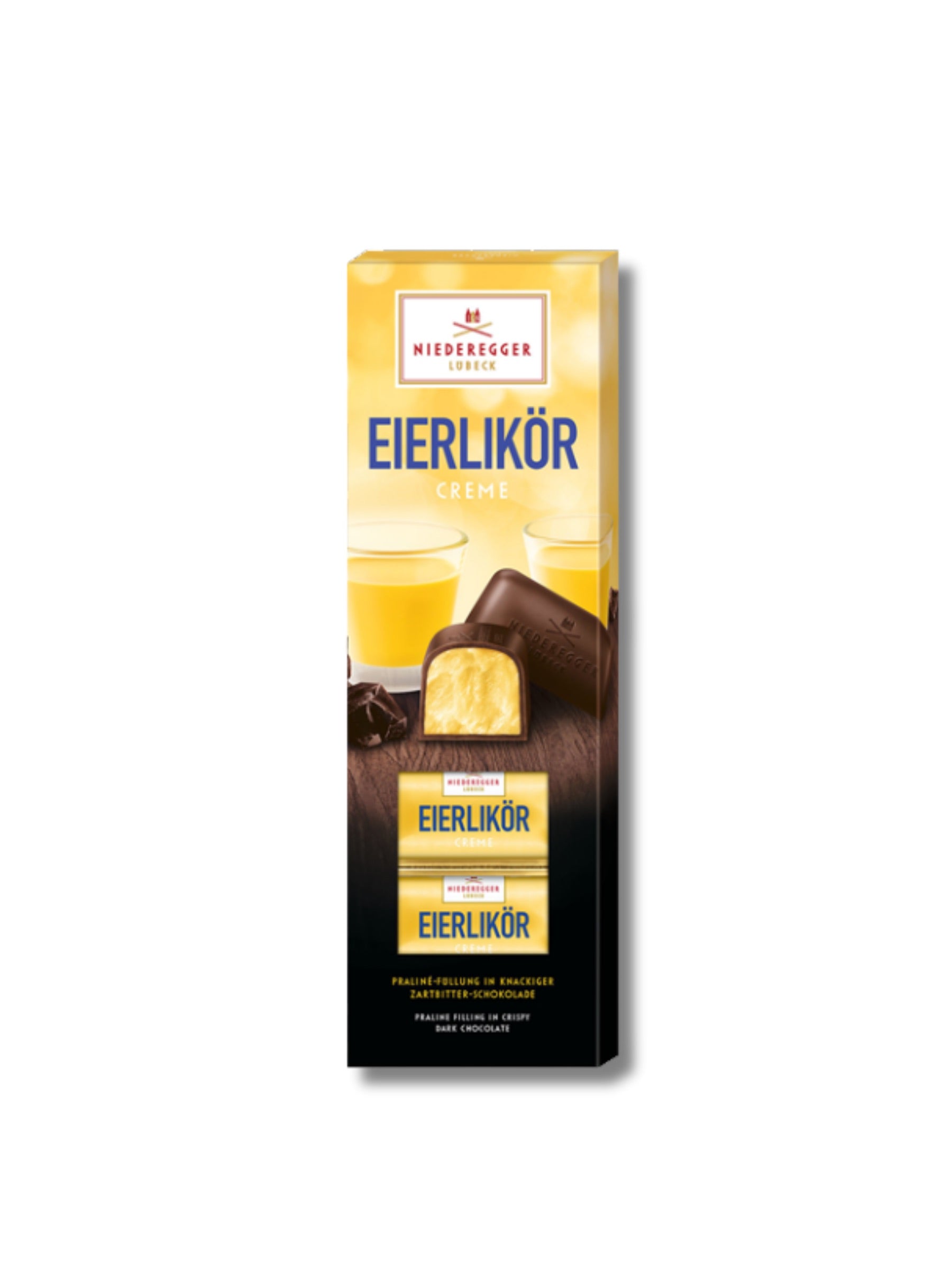 Niederegger Pralinen Eierlikör Creme 100 g – Pralinen mit cremiger Eierlikör-Füllung in Zartbitter-Schokolade, 8 Stück Genuss, erhältlich in der Dreyer Confiserie in der Rattenfängerstadt Hameln.