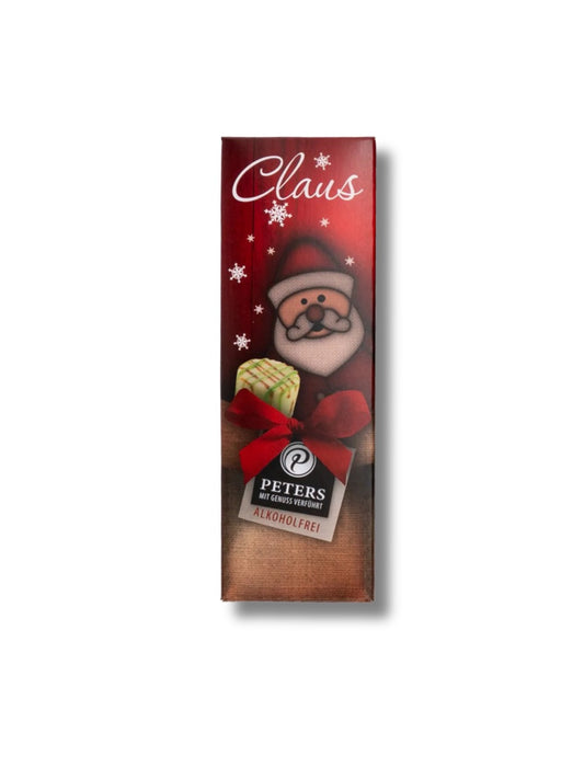 Claus Pralinen ohne Alkohol 62 g von Peters Pralinen – weihnachtliche Pralinenmischung mit fünf Sorten wie Pistazien Crunch, Spekulatius Mandel und Knuspertraum, erhältlich in der Dreyer Confiserie in der Rattenfängerstadt Hameln.