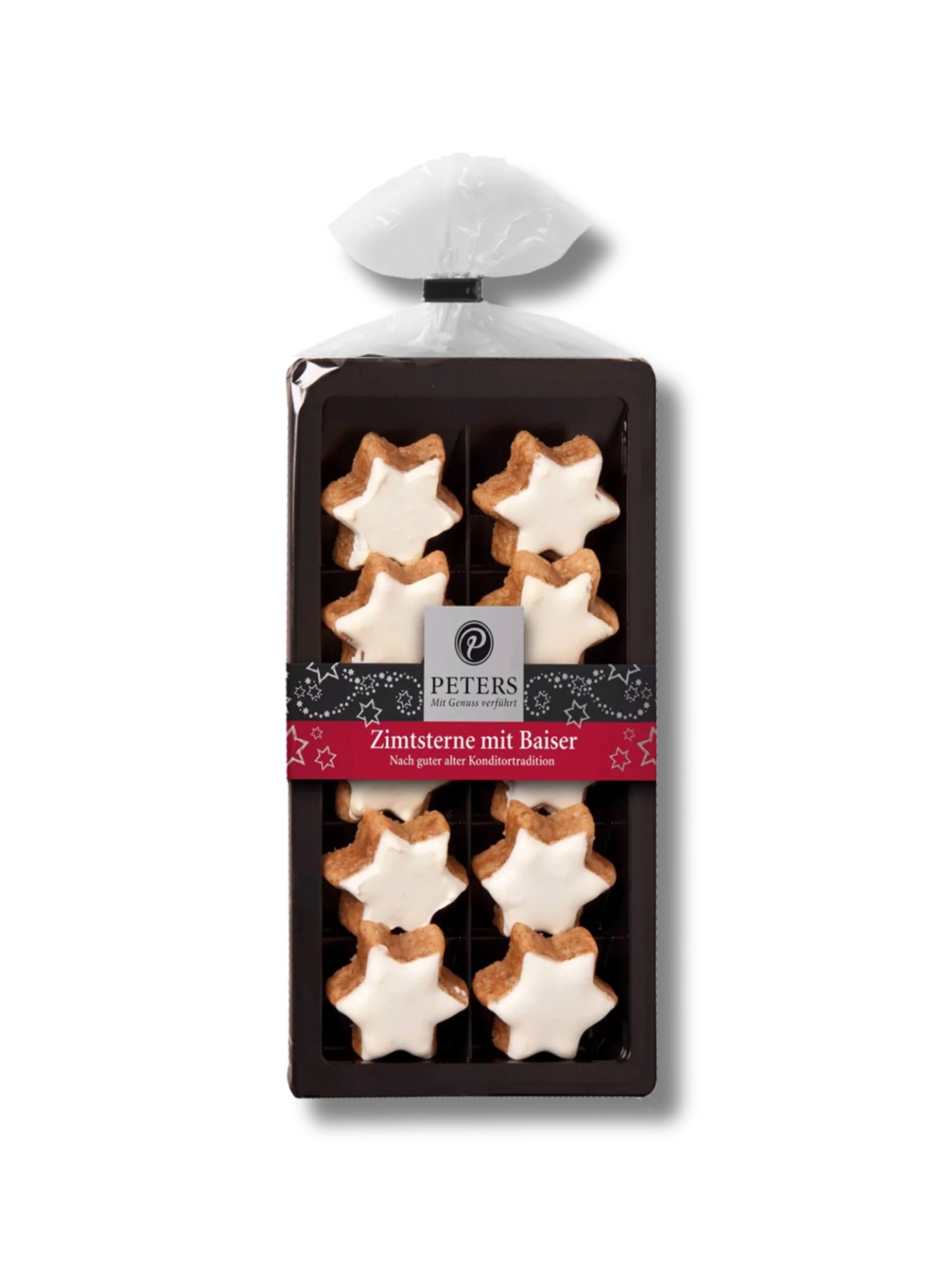 Zimtsterne mit Baiser 100 g von Peters Pralinen – saftiges Zimtmarzipan mit heller Baiserkruste, traditionelles Weihnachtsgebäck, erhältlich in der Dreyer Confiserie in der Rattenfängerstadt Hameln.