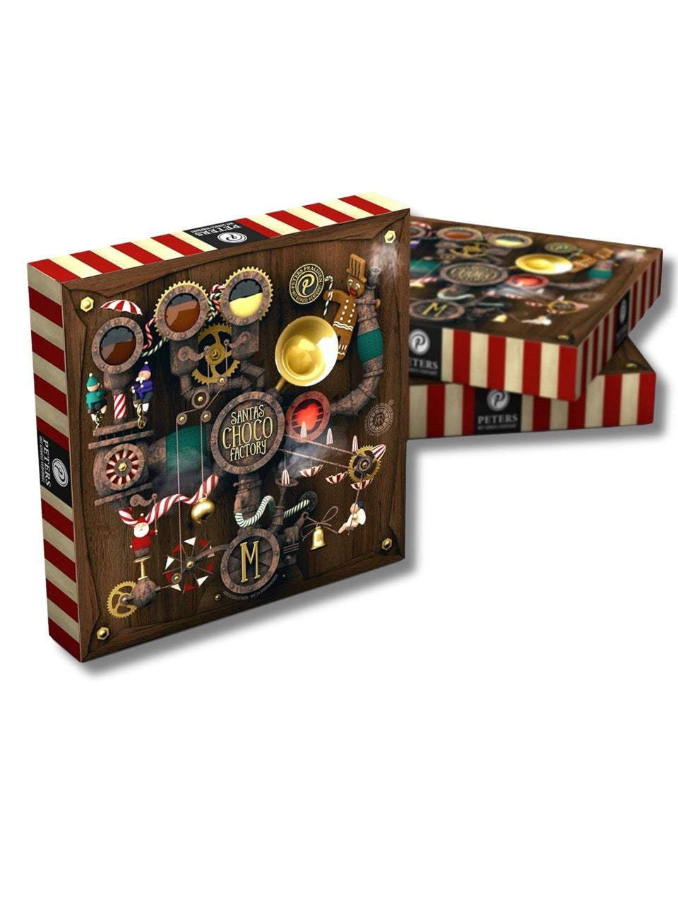 Santa's Choco Factory Mini-Adventskalender 135 g Rückseite – Übersicht der Verpackung. 