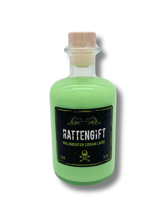 Rattengift Waldmeister Cream Likör 350 ml von der Dreyer Confiserie – grüner Sahnelikör aus Hameln, inspiriert vom Rattenfänger, 15 % Vol.