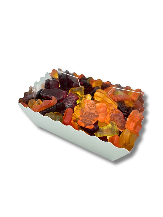 Veganes Fruchtgummi Weihnachten 150 g – bunte Fruchtgummis mit weihnachtlichen Motiven aus Pektin, fruchtig-aromatisch und ohne tierische Gelatine, hergestellt für die Dreyer Confiserie Hameln.